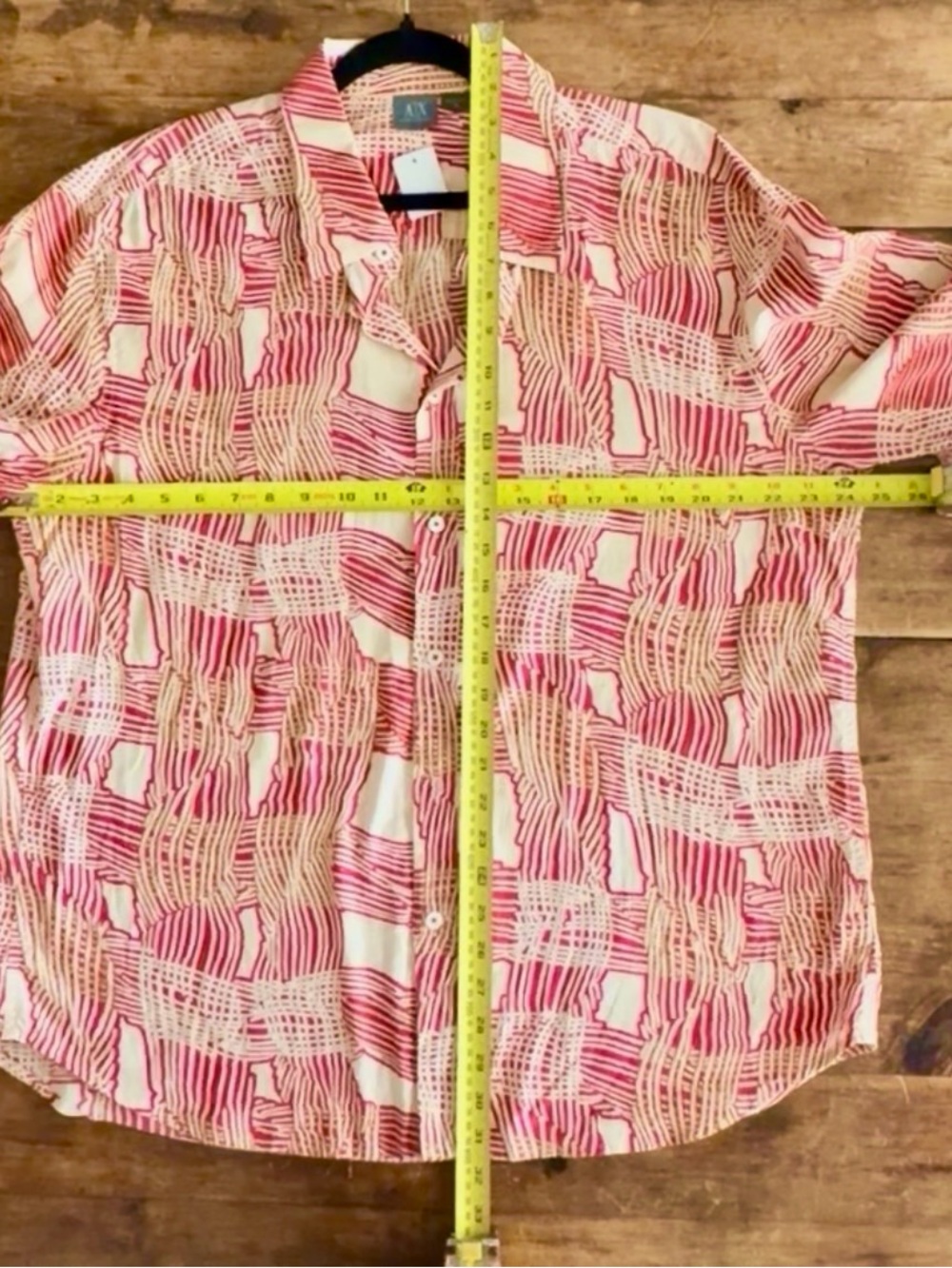 A/X Armani Exchange Red and Cream Abstract Geometric Button-Down Shirt XL - Picture 7 of 7